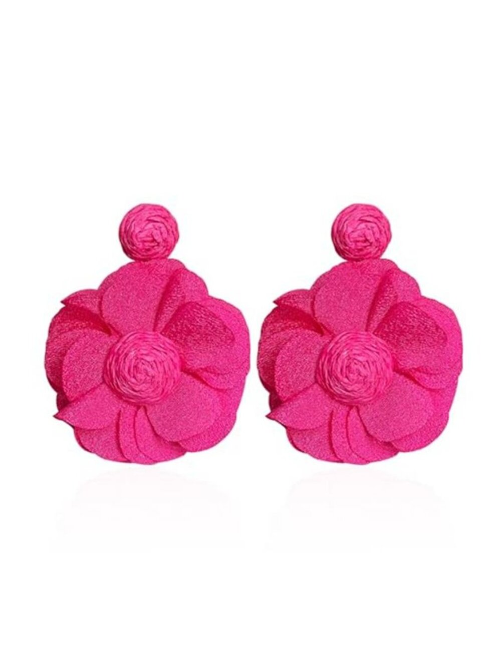 Rattan Flower Drop Earrings Raffia Dangle Boho Statement Earrings for Women